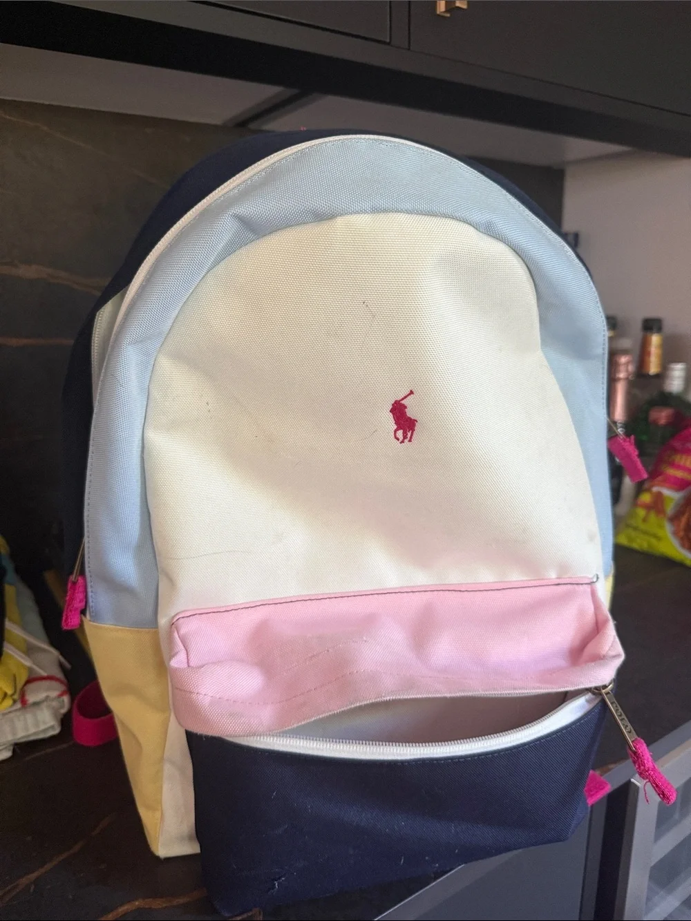 Ralph Lauren Multicolor Kids Backpack - White, Light Blue, Pink, Yellow, Navy